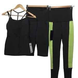 Retro SPORTS slimming gym clothes workout set yoga neon running athletics small